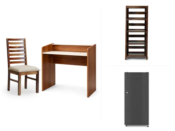 Luna Study Station Combo With Bookshelf And Fridge